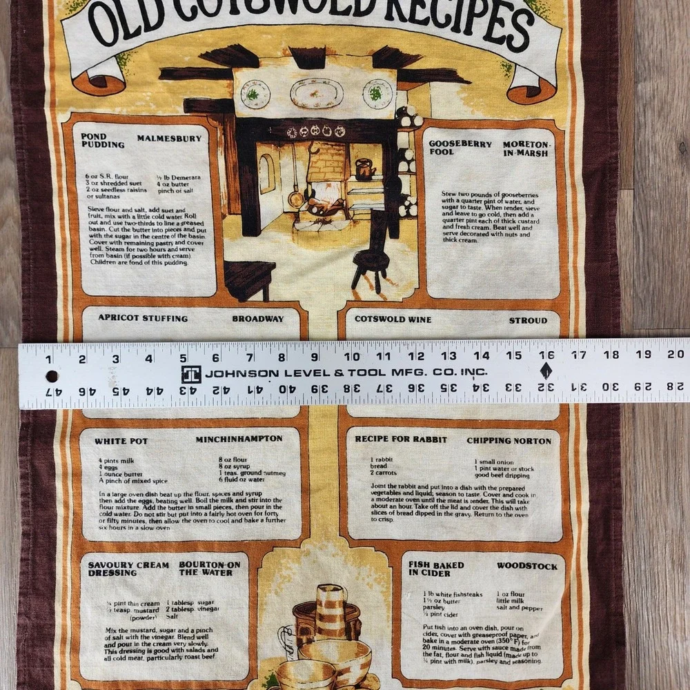 Old‎ Cotswold Recipes Kitchen Tea Towel Made in Britain Cotton Vintage British